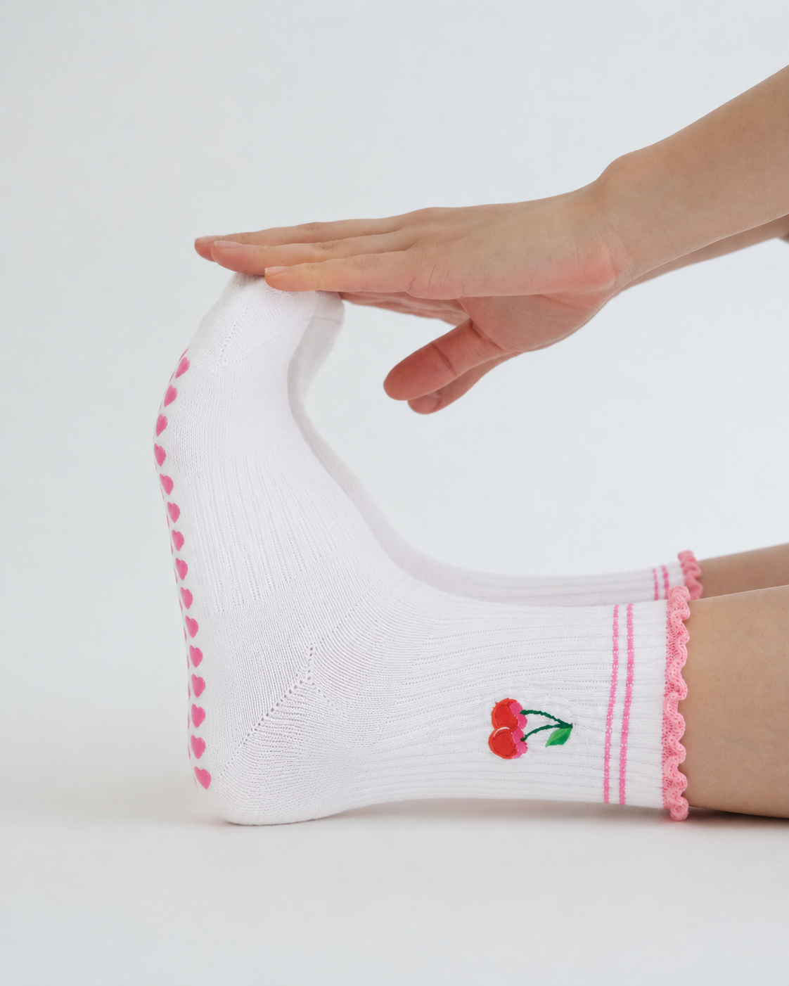 Cherry Pink Grip Socks