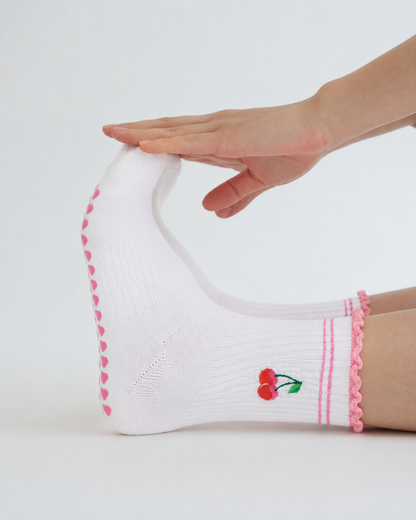 Cherry Pink Grip Socks