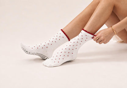 Dotted Ruffle Grip Socks