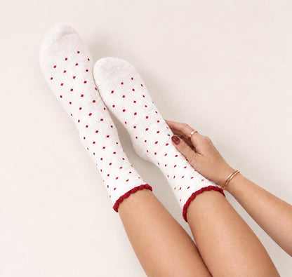 Dotted Ruffle Grip Socks