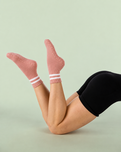 Rosewood Pink Grip Socks
