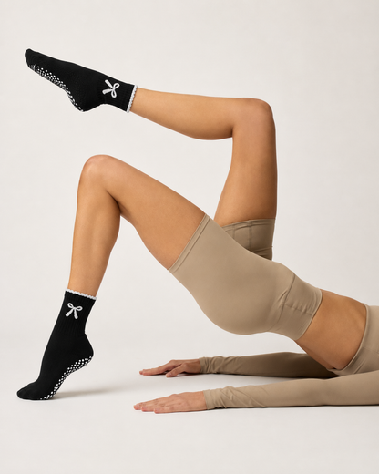 Black Bow Grip Socks