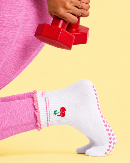 Cherry Pink Grip Socks