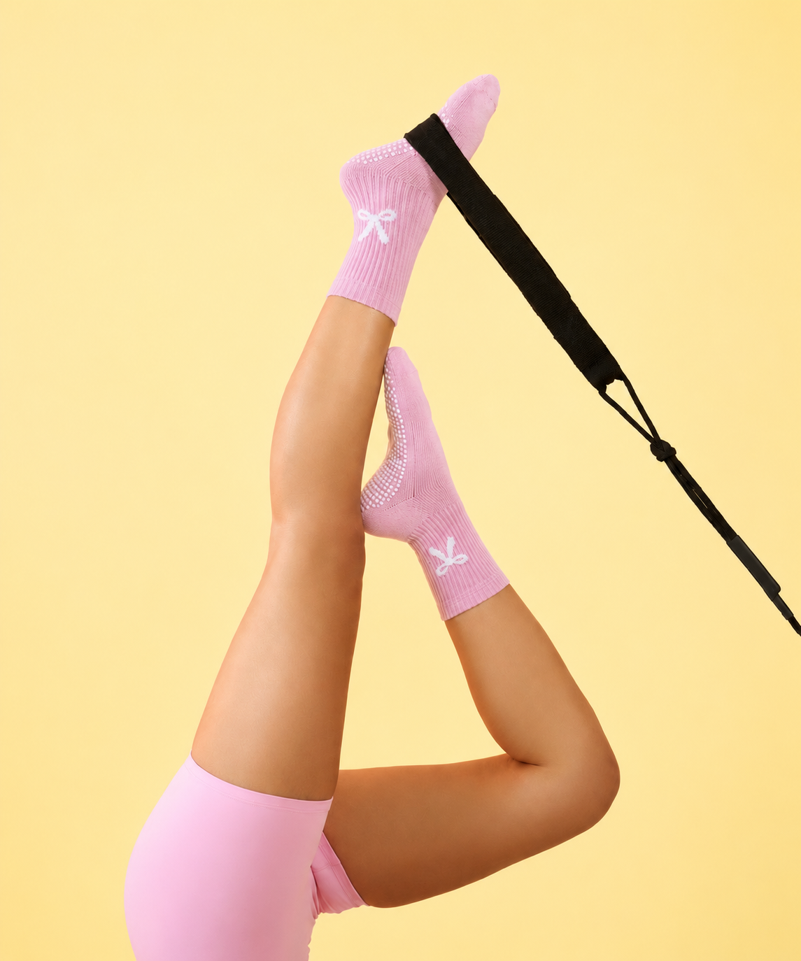 Pink Bow Grip Socks