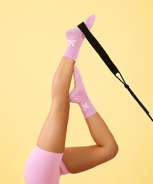 Pink Bow Grip Socks