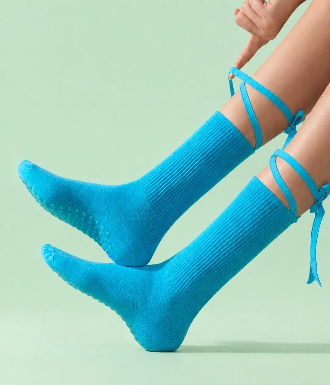 Sky Ribbon Grip Socks