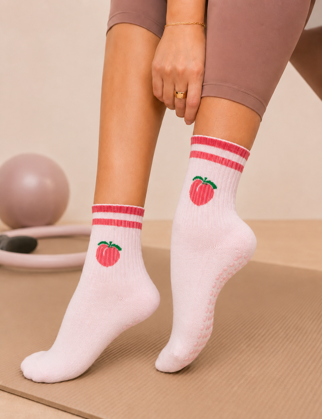 Peach Grip Socks